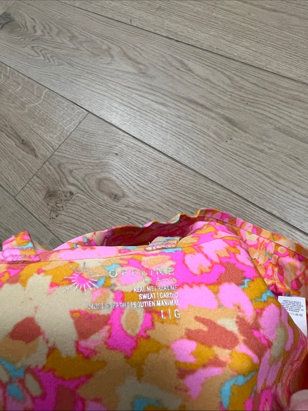 aerie Floral Strappy longline Bralette in Pink, Orange, Yellow - Picture 5 of 6